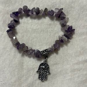 Amethyst with hamsa - elastic bracelet